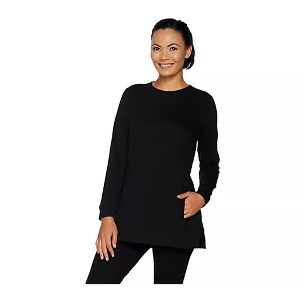 A297782 DENIM & CO Active Crew Neck Long Sleeve Tunic Black L - Picture 5 of 6